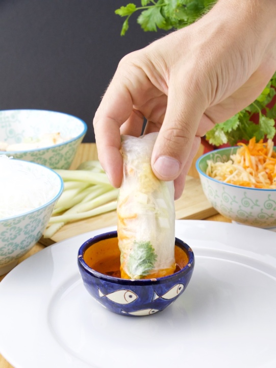 Banh mi rolls with spicy sauce